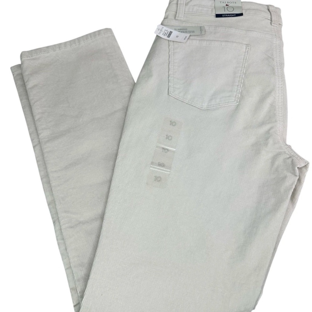 NEW Talbots Women’s Size 10 Straight Slimming Flawless Corduroy Stretch Ivory